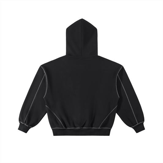 Contrast-Stitched Boxy Hoodie